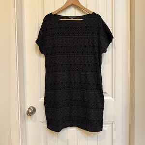 AX Armani Exchange Black Cotton Lace Shift Dress with Pockets. Size XL